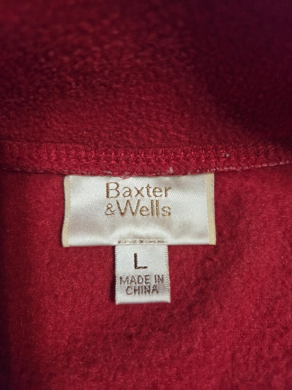 Baxter & Wells Red Fleece Zip Front Vest with Bird & Pinecone Embroidery. Sz L - Picture 2 of 5
